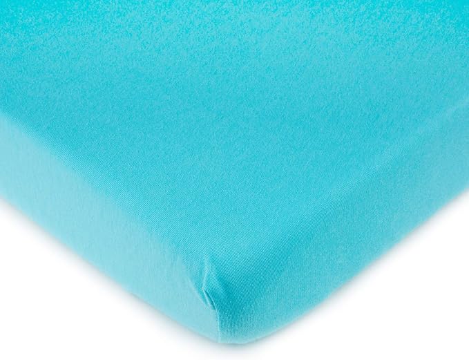 SheetWorld Fitted Baby Bassinet Sheet fits ANGELBLISS Baby Bassinet Bedside Sleeper 19 x 34, 100% Cotton Jersey, Hypoallergenic, Butter Soft, Solid Aqua, Made in USA