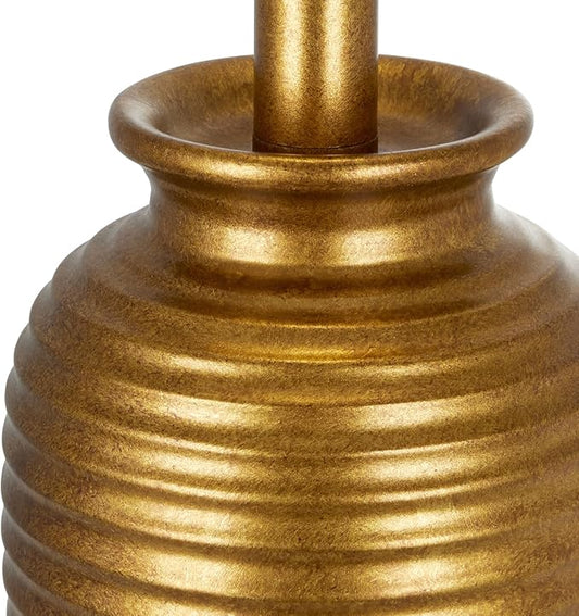 CINSARY 25" Retro Gold Farmhouse Jar Table Lamps Set of 2, 3 Way Touch Control Rustic Bedside Lamps with USB A+C Ports & AC Outlet, Pot Nightstand Lamps for Bedroom Living Room (LED Bulbs Included)