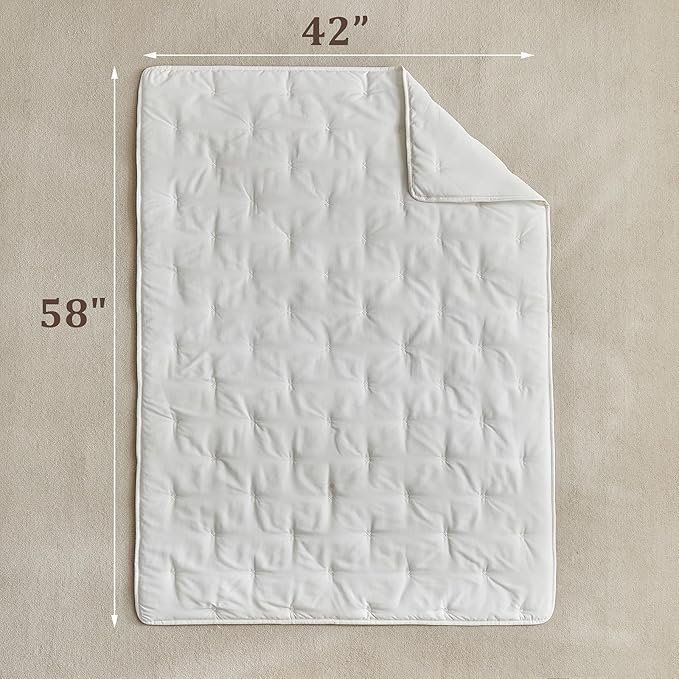 DuShow White 4 Piece Toddler Bedding Set for Boys Girls,Embroidery Microfiber Crib Bed Sheets Set Soft Boho Comforter Set Bed in a Bag, Include Quilted Comforter,Flat Sheet,Fitted Sheet,Pillowcase