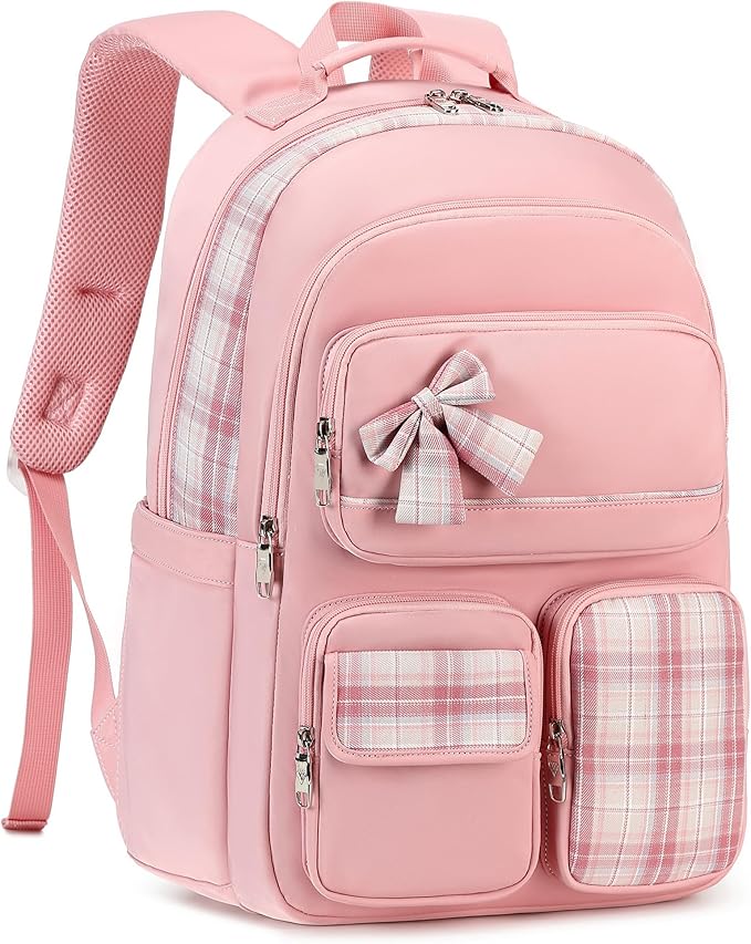 KIDNUO Backpack for Girls,School Backpacks for Teen,Cute College Bags for Women Students Large Bookbag 15.6 Inch Laptop Bag Back Pack Kids Kindergarten Elementary Casual Travel Daypacks Pink