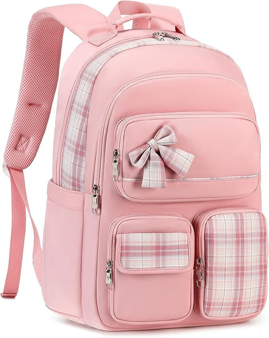 KIDNUO Backpack for Girls,School Backpacks for Teen,Cute College Bags for Women Students Large Bookbag 15.6 Inch Laptop Bag Back Pack Kids Kindergarten Elementary Casual Travel Daypacks Pink