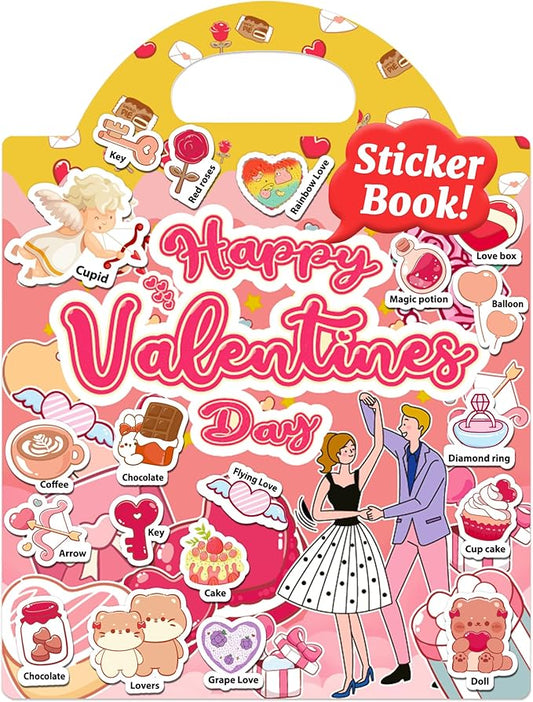 Benresive Reusable Sticker Books for Kids 2-4, Sticker Books for Toddlers 1-3 2-4, Toddler Travel Toys Activities Crafts Gifts - Valentines