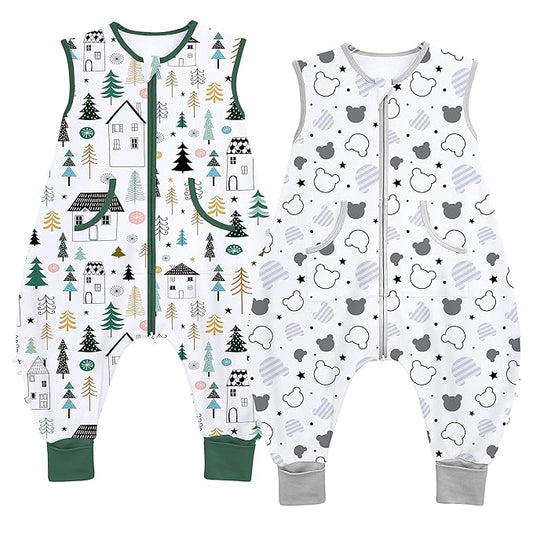 Toddler Sleep Sacks Sleep Sack 24-36 Months with legs Cozy comfy Baby Warable Blanket with 2-Way Zipper(2T-3T)