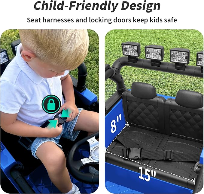 Kids Ride on Car Toy, 12V Electric Car for Kids with Remote Control, LED Light - Dark Blue