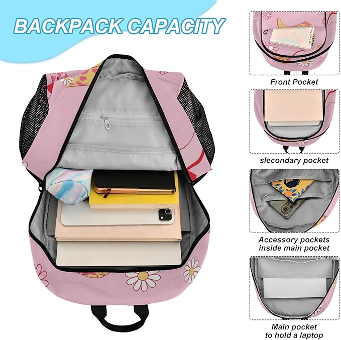 Jucciaco Western Cowgirl Boots and Flowers Backpack with Lunch Bag, School Travel Backpack for Teens Boys Girls Kids Backpacks Set