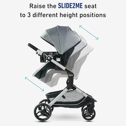 Graco Modes Nest Travel System, 3-in1 Modular Carseat Stroller Combo, Adjustable Slide2Me Infant Car Seat Carrier to Toddler Stroller, Includes the SnugRide DLX Infant Car Seat, Norah
