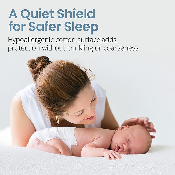 SafeRest Zippered Mattress Protector - Premium 6 Inch Waterproof Mattress Cover for Bed - Breathable & Noiseless Washable Mattress Encasement - Crib