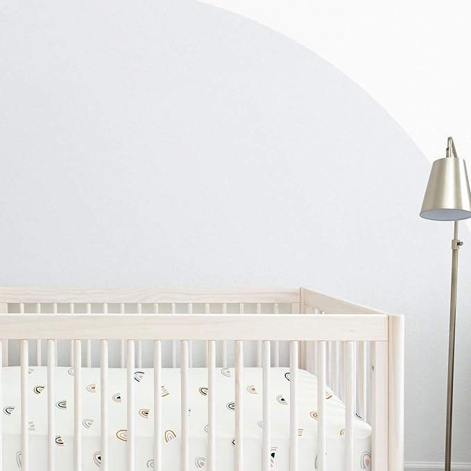 Makemake Organics GOTS Certified Organic Cotton Fitted Crib Sheet Soft Breathable (28"x52", Rainbow)