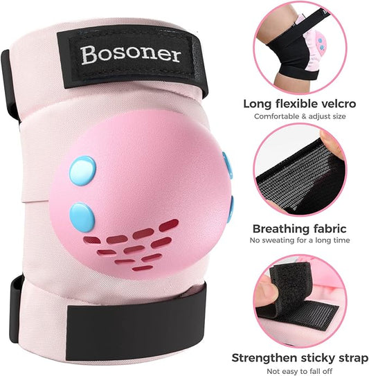 BOSONER Kids/Youth Knee Pad Elbow Pads for Roller Skates Cycling BMX Bike Skateboard Inline Rollerblading, Skating Skatings Scooter Riding Sports