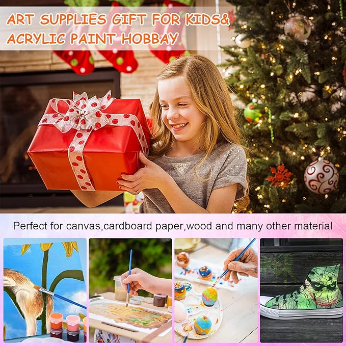 10 Pack Mini Acrylic Paint Set,12 Colors Acrylic Paints Strips for Kids&Adults Craft Paint,140 PCS Kids Painting Kit Container Strips Storage, Perfect for Home Birthday Classroom Party Favors……