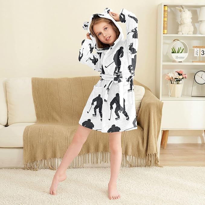 Bathrobe Hooded PJ Robe Soft Fleece Robe Pajama Sleepwears 2-12 Years
