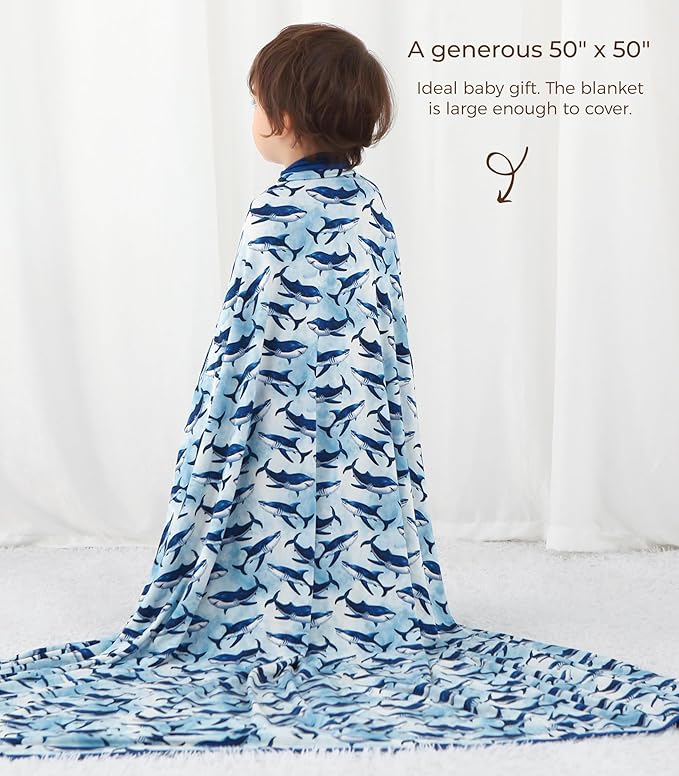 Premium Baby Blankets, Soft Viscose from Bamboo Blanket for Boys and Girls, Nursery Crib Bedding Quilt for Newborn and Toddler, Cooling for Hot Sleepers 50'' x 50'' Shark