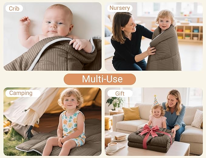 ZPECC Toddler Bedding Set - 4 Piece Hypoallergenic Baby Crib Bedding Set for Boys and Girls, Includes Toddler Comforter, Flat Sheet, Fitted Sheet and Pillowcase, Brown