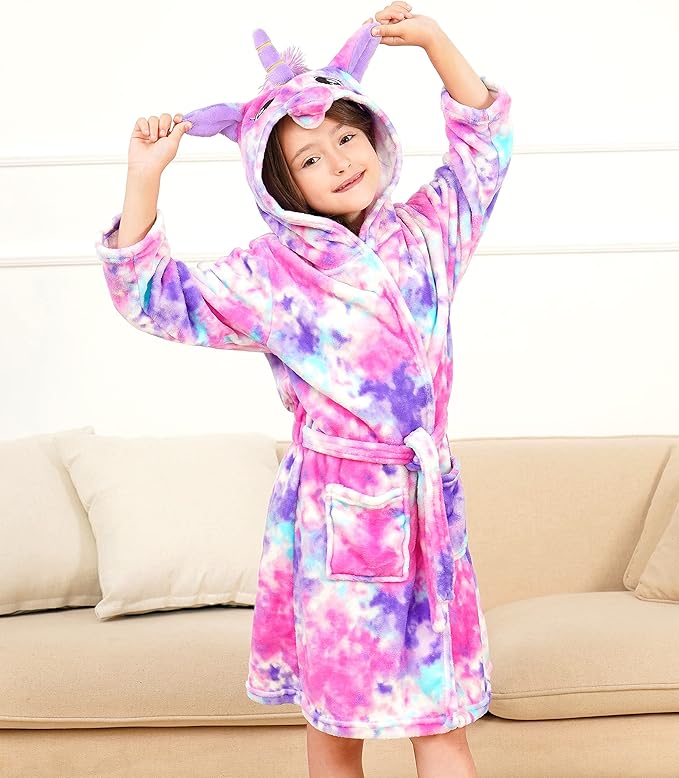 Doctor Unicorn Soft Unicorn Hooded Bathrobe Sleepwear - Unicorn Gifts for Girls