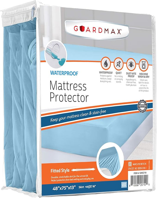 Guardmax Jersey Knitted RV Size Mattress Protector - Waterproof & Dust Mite Proof Mattress Cover with Stretchable Pockets - Soft, Comfortable, & Noiseless Waterproof Fitted Sheet.(48 x 75 X 13)