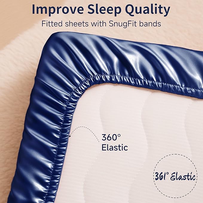 Satin Bassinet Sheet, Great for Baby Hair, Soft Silk Feeling Sheet for Rectangle Cradle Bassinet Mattress Pad, for Boys Gift Newborn and Infant(Navy)
