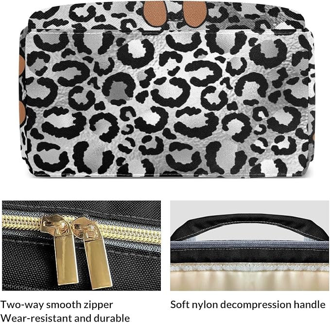 Personalized Black Silver Leopard Girl Custom with Name Diaper Bag Backpack For Baby Boy Girl Dad Mom Unisex for Adult Daypack Holiday Gift