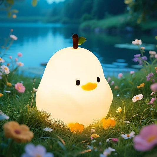 loatme Night Light for Kids, Rechargeable Dimmable Silicone LED Nightlight with 7 Colors, Baby Nursery Night Lamp, Touch Squishy Lamp, Cute Gifts for Girls, Boys, Toddler Room Decor, White Duck