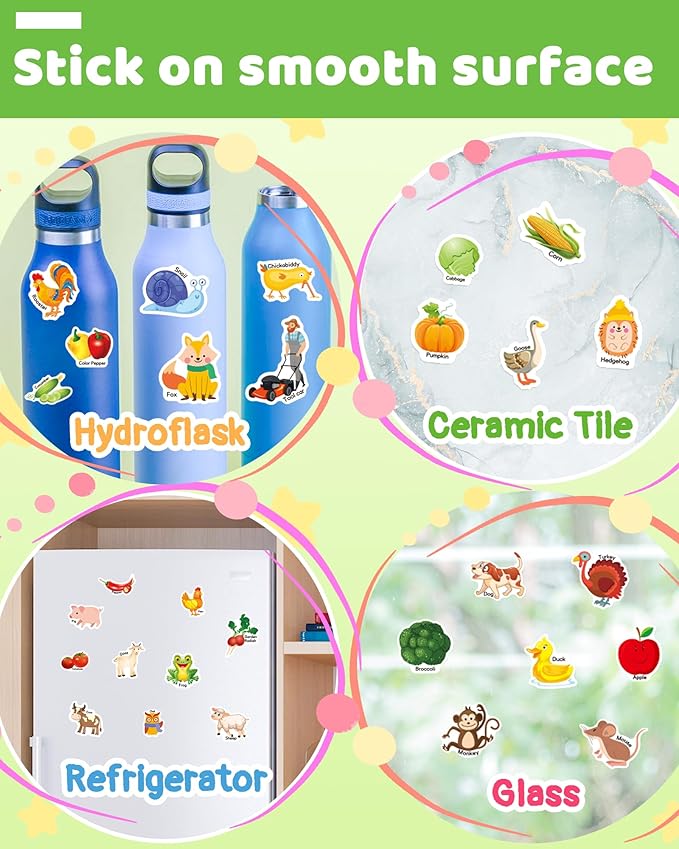 Benresive Reusable Sticker Books for Toddlers, Fun Travel Stickers for Kids, Toddler Sticker Book, Crafts Activities for Toddlers, 3 and Up Birthady Gifts - Farm