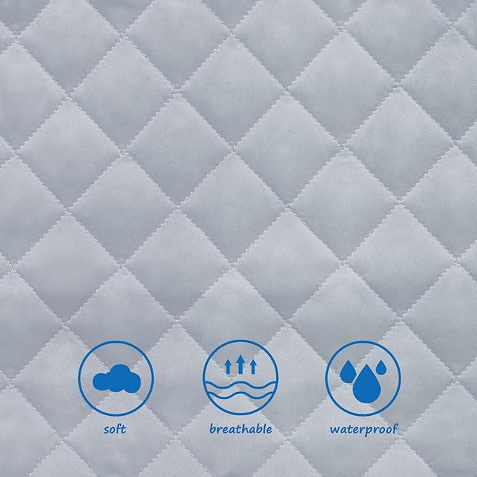 Bassinet Mattress Pad Cover Fit for Hourglass/Oval Bassinet Mattress, Waterproof Bassinet Mattress Protector Quilted Bassinet Sheets (32"x17") 2 Pack for Boys & Girls, Gray