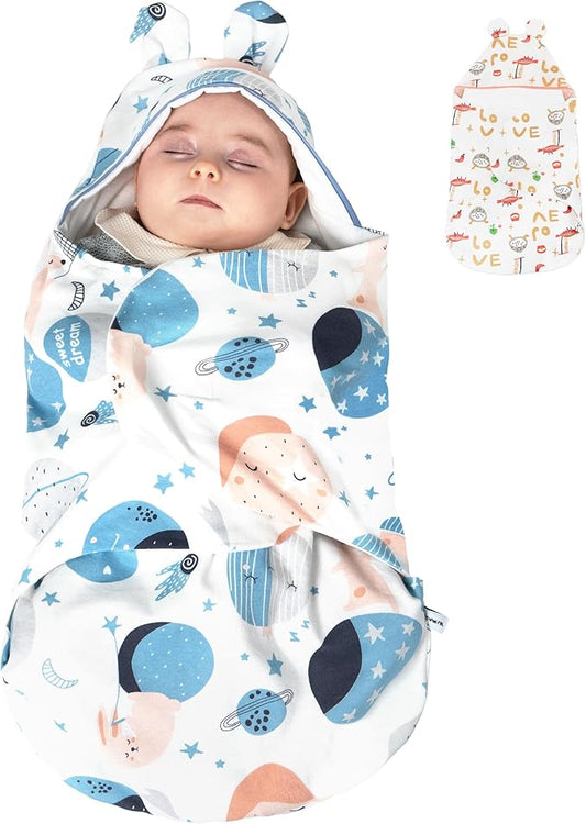 Sleep Sack 3-6 Months: 3-Way Adjustable Swaddles for Newborns, Baby Essentials, 100% Cotton Lining with Polyester Fabric, Perfect Newborn Swaddle Blanket for New Moms