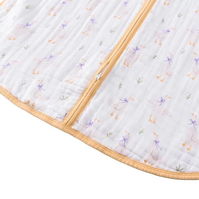 Baby Sleep Sack 2-4 T Baby Wearable Blanket 100% Organic Cotton 0.5 TOG Toddler Sleep Sacks 2- Way Zipper Soft 4 Layers Muslin 2T 3T 4T Goose Yellow