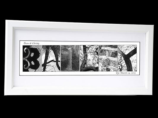 Creative Letter Art Personalized 12 by 26 inch Framed Sign in Nature Themed Alphabet Photograph Letters for Personalized Wedding Gift, Graduation, Anniversary, Childrens Name or any Occasion