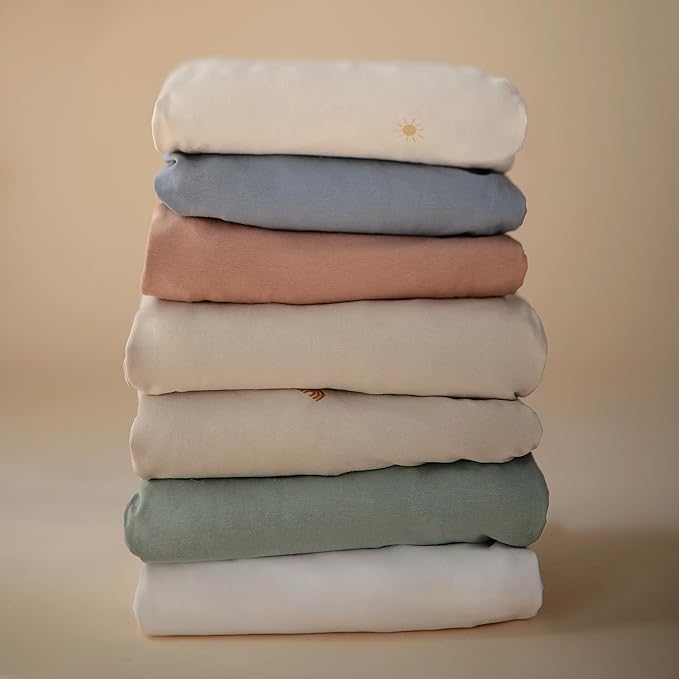 mushie Stretchy & Soft Mini Crib Sheet | Fitted 24" x 38" (Fog)