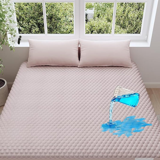 OhGeni 100% Waterproof Mattress Protector,Queen Size Mattress Soft Pad,Hair & Bedwetting Resistant,Cooling Breathable Fitted Sheets,Washable Bed Cover,Non-Slip Deep Pocket,Noiseless for Bedroom,Pink
