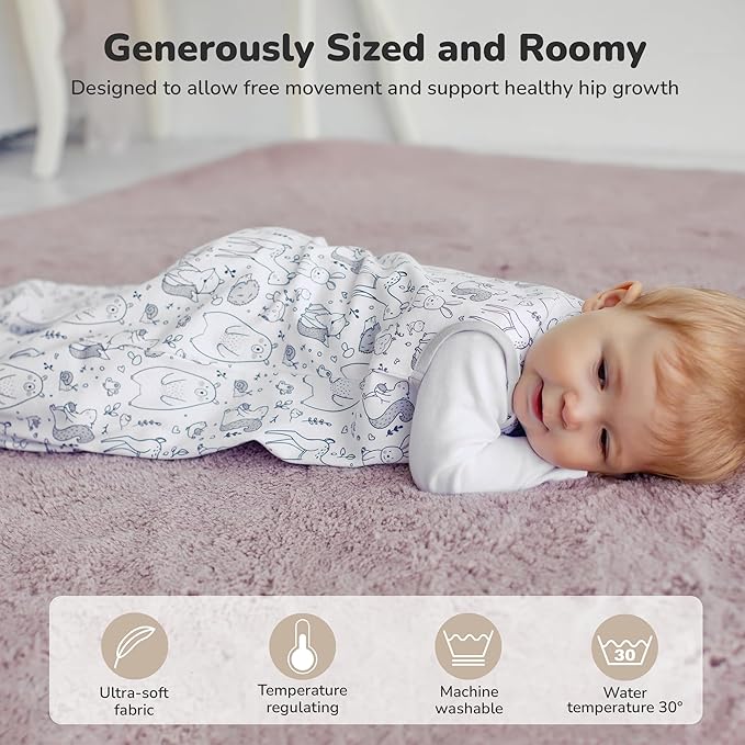 Mama Cheetah Baby Sleep Sack 2.5 TOG, Organic Cotton Baby Wearable Blanket with Two-Way Zipper, Swaddle Transition Baby Sleeping Bag for Newborn Infant Toddler Boy Girl, 24-48 Months