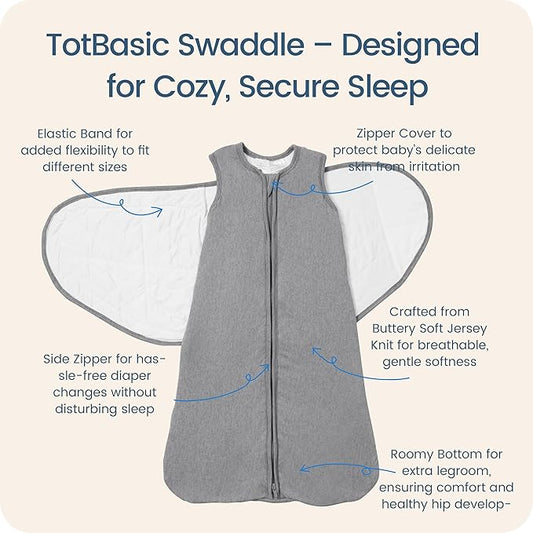 Newborns Swaddle Sleep Sack 0–3 Months, 1.0 TOG Baby Blanket for Newborns, Soft Sleeping Bag for Infants