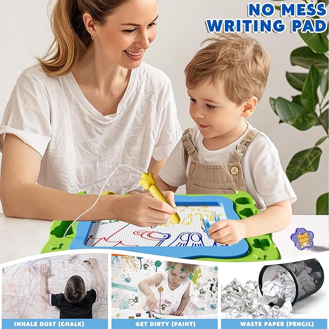 Magnetic Drawing Board Large Doodle Board Toddler Toys for Girls Boys 3 4 5 6 7 Year Old Kids, Montessori Preschool Educational Travel Toys Gifts Etch A Colorful Sketch Magnet Erasable Writing Pad