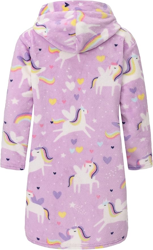 Kid Fleece Hooded Robes Girls Bathrobes Boys Soft Plush Sleepwear Toddler Fuzzy Pajamas