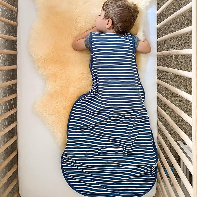 Woolino Toddler Sleeping Bag, 4 Season Merino Wool Baby Sleep Bag or Sack, 2-4 Years, Navy Blue