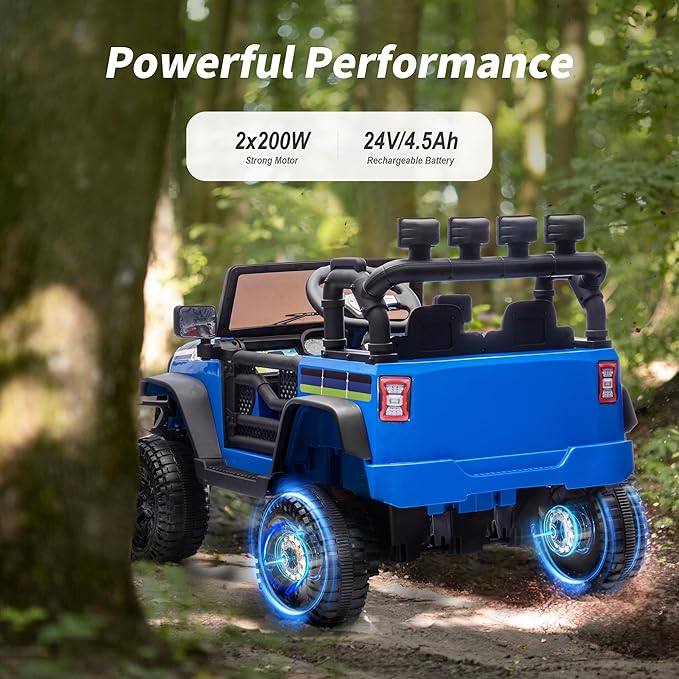 24V Kids Ride on Car, Kids Electric Vehicles Car Ride on Toy Truck for Toddlers 3-5 w/Remote Control, 400W Motor - Blue