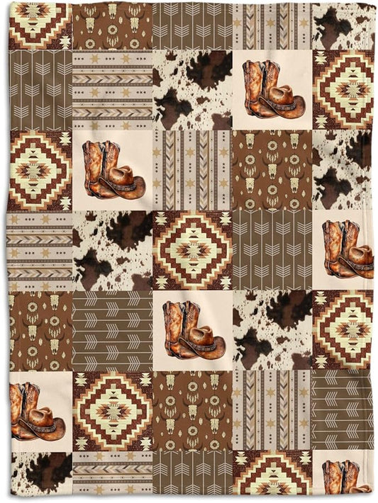Western Blanket, Western Decor for Nursery Room, Baby Blankets for Boys Girls, Cowboy Baby Blankets, Western Baby Stuff, Soft Warm Lightweight Nursery Bed Blanket for Newborn Toddlers (05, 30x40 in)