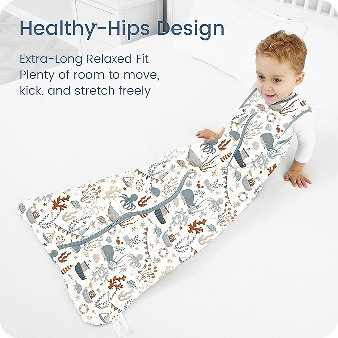 Toddler Sleep Sacks 2T-3T-4T, 0.5 TOG Light Summer Wearable Blankets, Extra Long XL Sleeping Bags, 2 Pack