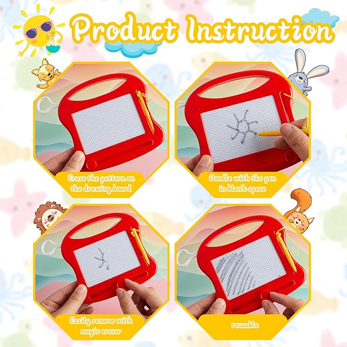 Tinlade 24 Pack Mini Magnetic Drawing Board for Kids, Small Erasable Doodle Sketch, Drawing Pad Bulk Gifts for Boy Girl Birthday Party Favor Classroom Prize Goodie Bag Stuffers (Mixed Color,Stylish)
