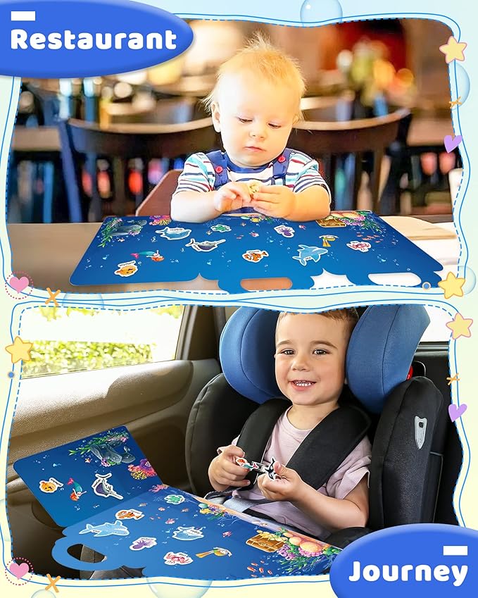 Benresive Reusable Sticker Books for Toddlers, Fun Travel Stickers for Kids, Toddler Sticker Book, Crafts Activities for Toddlers, 3 and Up Birthady Gifts - Ocean Animals