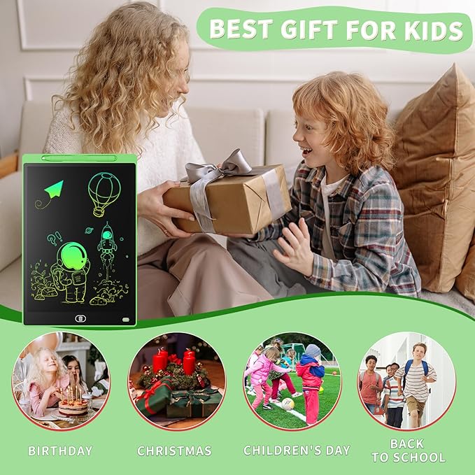 [2 Pack] Genialba LCD Writing Tablet 8.5-Inch Colorful Doodle Board, Toddler Learning Educational Toys Gifts for 3-8 Years Old Girls and Boys, Electronic Drawing Pad for Kids (Blue&Green)