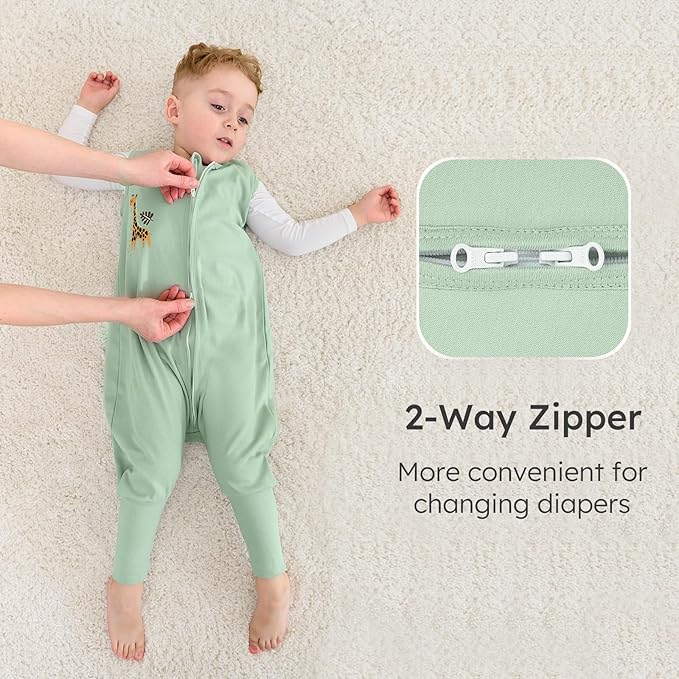 Yoofoss Toddler Sleep Sack with Feet 24-36 Months 100% Organic Cotton Baby Sleep Sack with Legs Toddler Wearable Blanket with 2-Way Zipper