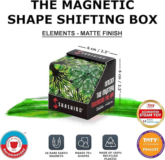 SHASHIBO Shape Shifting Box - Award-Winning, Patented Fidget Cube w/ 36 Rare Earth Magnets - Transforms Into Over 70 Shapes, Download Fun in Motion Toys Mobile App (Original Series - Elements)