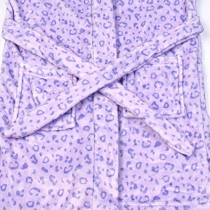 Jxstar Girls Bathrobes Kids Hooded Robes Plush Fleece Pajamas Soft Coral Sleepwear