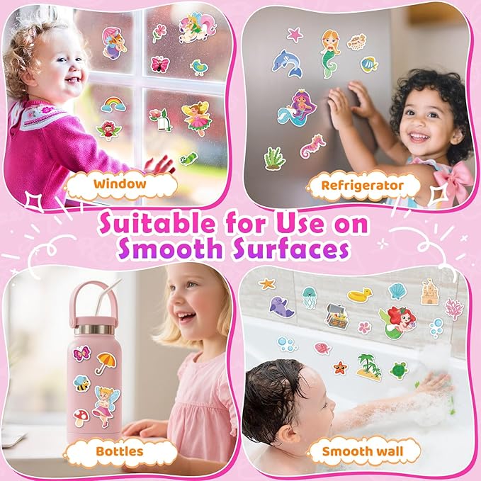 4 Sets Reusable Sticker Books for Toddler, Dress Up Stickers Book for Girls, Arts Crafts Jelly Stickers Travel Toys, Birthday and Christmas Gifts for Kids 3 4 5 6, Princess, Mermaid, Fairy Tale