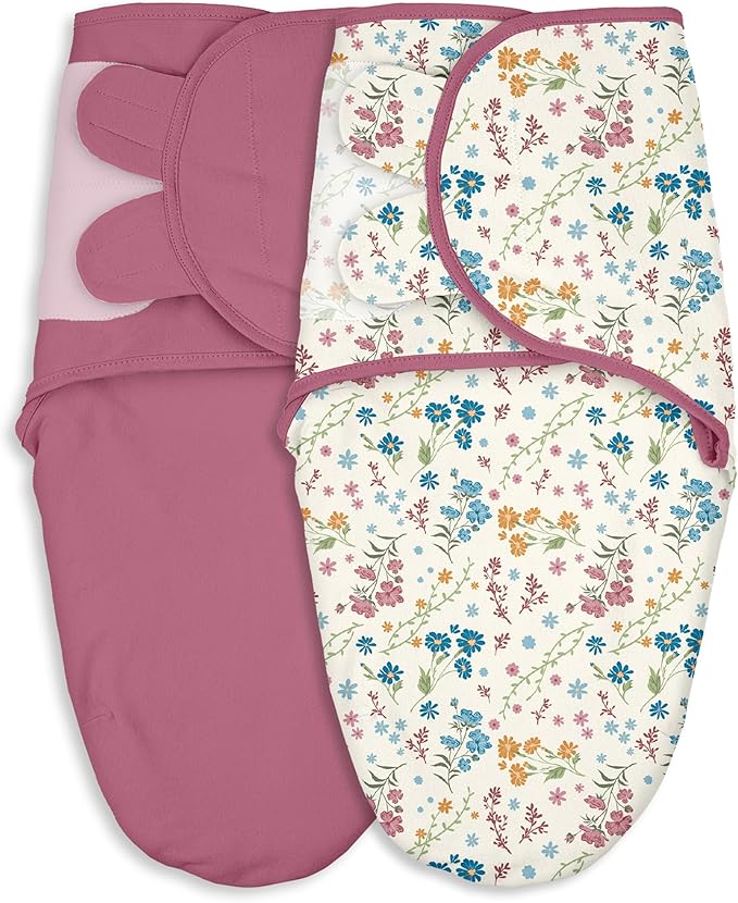 Baby Swaddles for Newborn Organic Cotton,Soft & Snug Newborn Velcro Swaddle 0-3 Months Sleep Sack Helps Calm Startle Reflex, 2-Pack Wrap Nursery Swaddling Blankets Country Floral