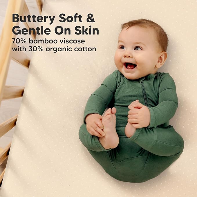 KeaBabies 2-Pack Fitted Crib Sheets for Boys, Girls, Baby - Soft Bamboo Viscose Cotton, 52x28 Standard Crib Mattress Sheets, Toddler Bed Mattress Cover, Gender Neutral, Breathable, Durable (Pecan)