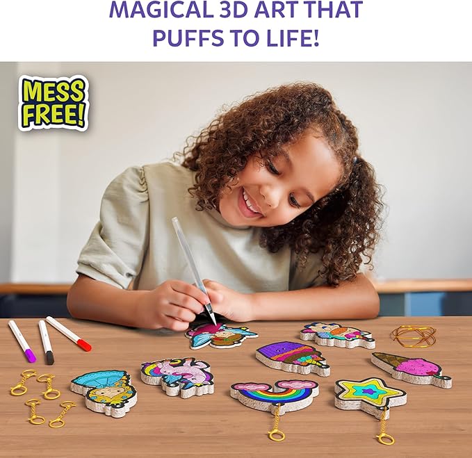 Skillmatics 3D Art Kit - Aqua Puffs Princesses & Unicorns, Stocking Stuffers, Paint by Number Craft for Kids, DIY Color & Inflate Activity, Christmas Gift for Girls & Boys Ages 4, 5, 6, 7, 8, 9, 10