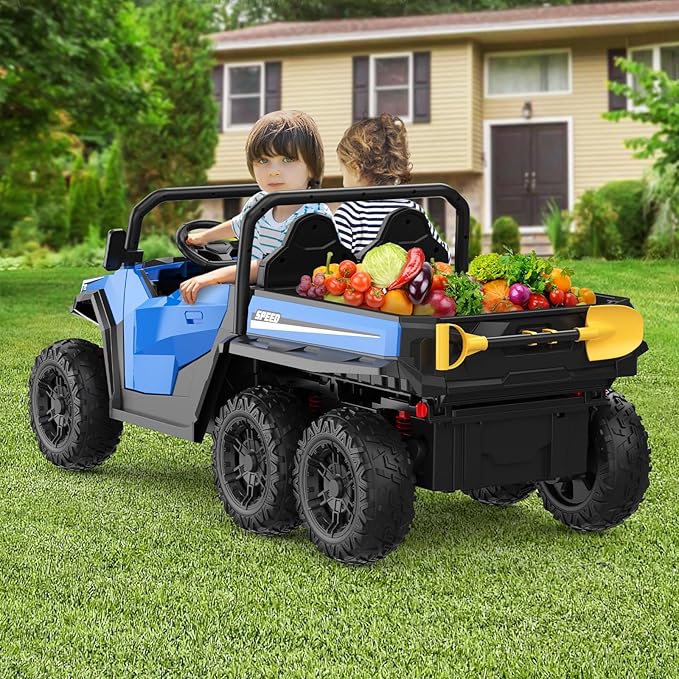 24V 2 Seater Ride on Dump Truck with Remote Control for Big Kids, 4WD 6 Wheels Ride on Car w/Music Player & LED Lights, Ride Toy Gift for Kid