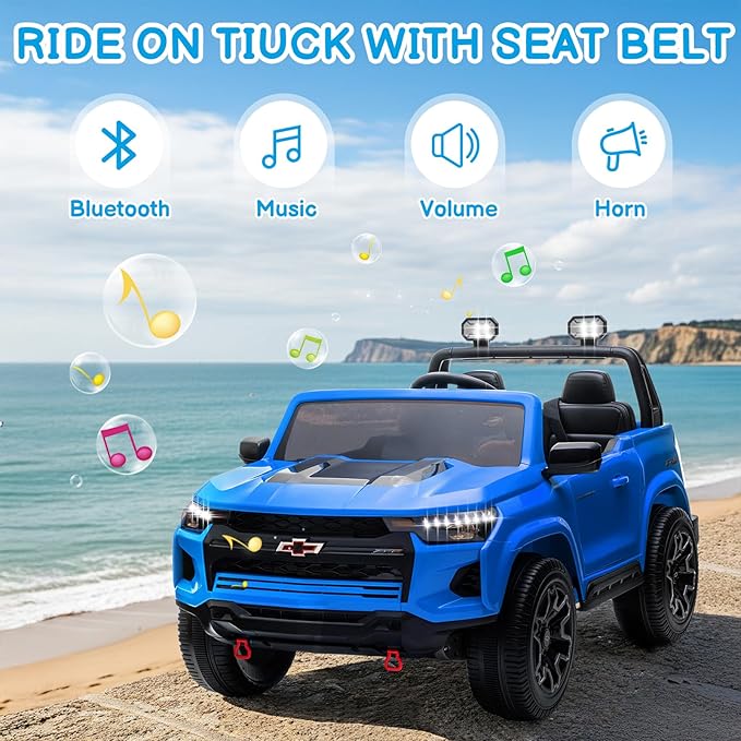 Winado 24V Licensed Colorado Electric Car for Kids, Ride on Toys for Toddlers with Remote Control, 2 Seater Electric Car Ride On Vehicle w/Bluetooth, Soft Start, LED Lights - Blue