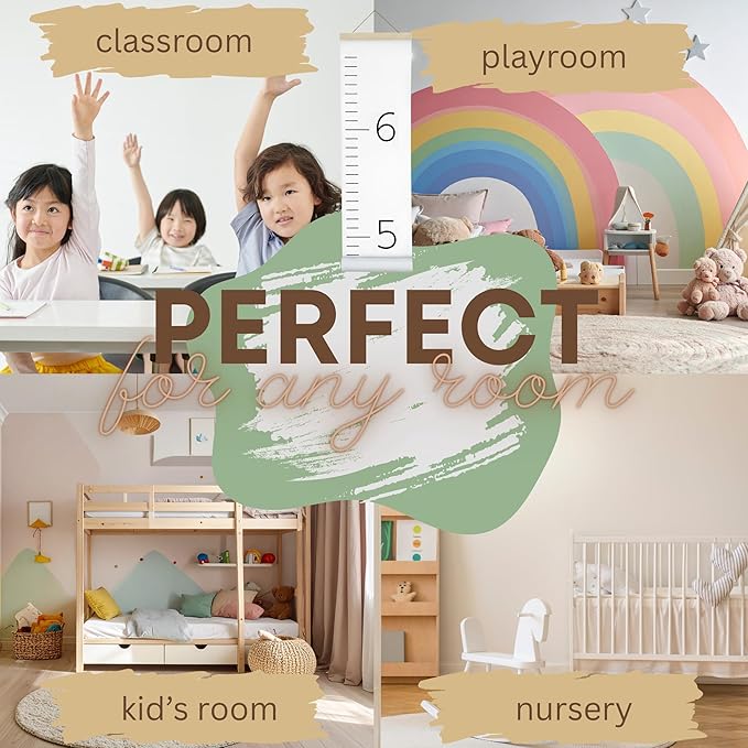 Morxy Canvas Growth Chart for Kids - Unisex Kids Room Wall Decor - Measuring Height Chart- Wall Tape with Height Chart for Kids (Canvas, Plain White)